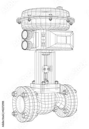 Valve with automatic electro-actuated. Vector