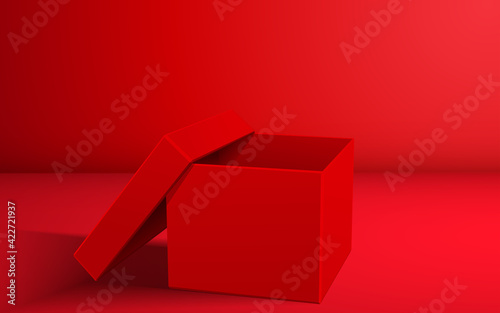 red paper box in the red room