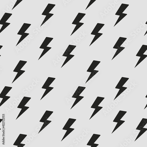 Black Lightnings Pattern. Vector Seamless Lightnings Pattern. Vector Wallpaper Lightnings Pattern.