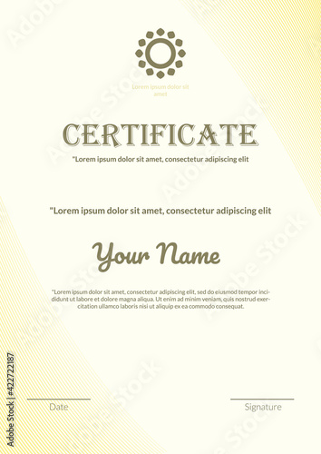 Achievement Certificate template. Award Trophy design concept
