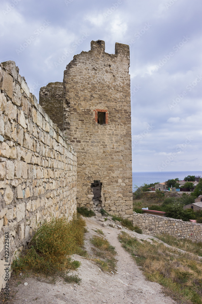 The tower of Crisco (Christ tower) in the Genoese fortress in Feodosia, XIV century, Eastern Crimea.