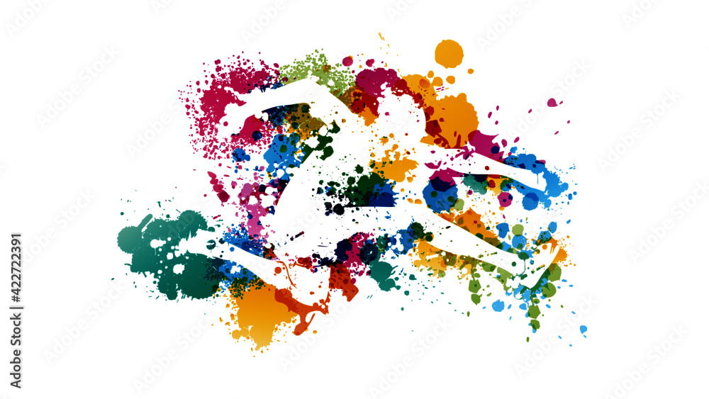 silhouette athlète multicolore- saut en longueur silhouette athlète multicolore- saut en longueur