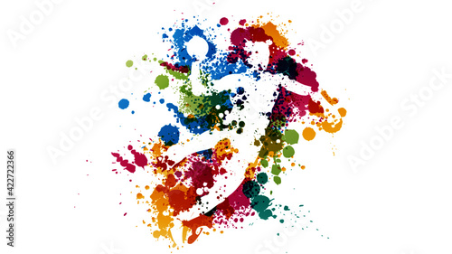 silhouette handball peinture éclater