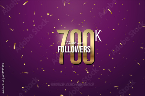 Thank you 700k followers with illustrated numbers and backgrounds.