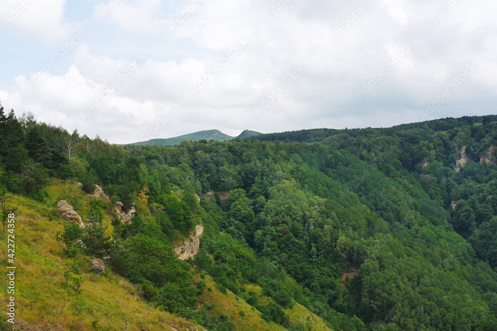 Amazing landscape with forests in foothills of North Caucasus.