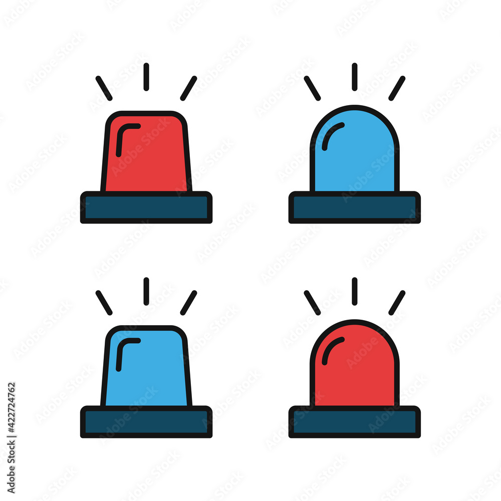 Siren. Flashing lights icons set. Siren for police, ambulance or fire truck. Emergency signals. Vector illustration Siren. Flashing lights icons set. Siren for police, ambulance or fire truck. Emergency signals. Vector illustration