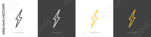 Lightning logo set. Energy and electronics concept. Vector illustration
