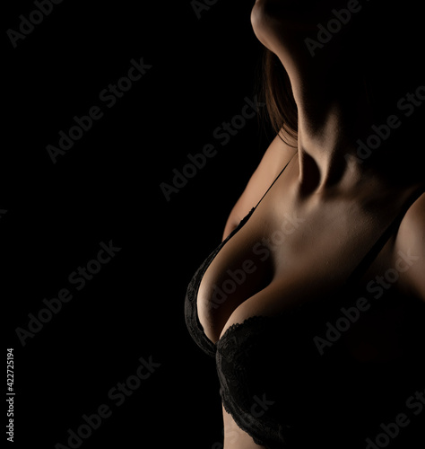 Silhouette of a female brests in bra