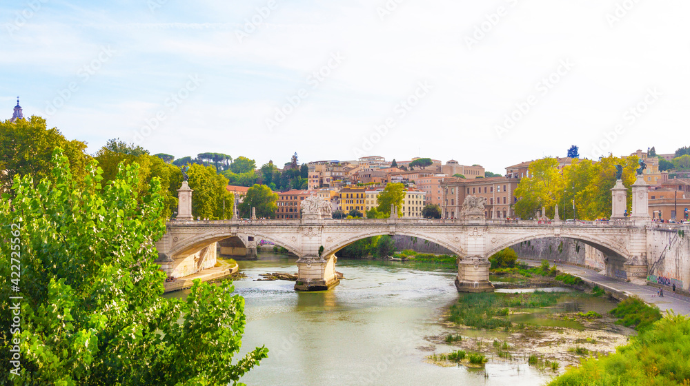 Bridge over the river, Rome, Italy