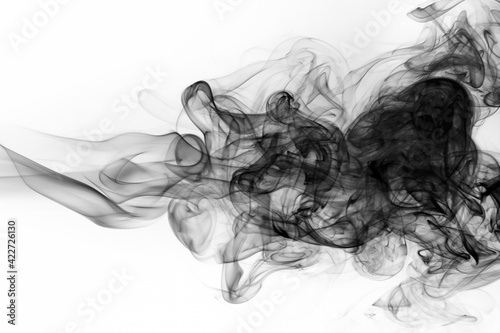 Toxic black smoke abstract on white background. fire design