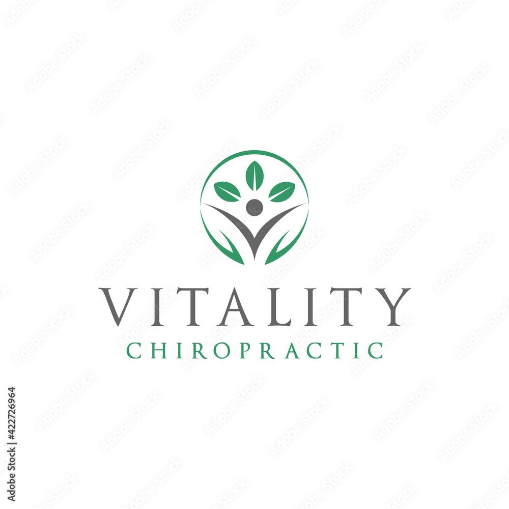 natural health logo design vector with people icon and fresh leaves for medicine and clinic natural health logo design vector with people icon and fresh leaves for medicine and clinic