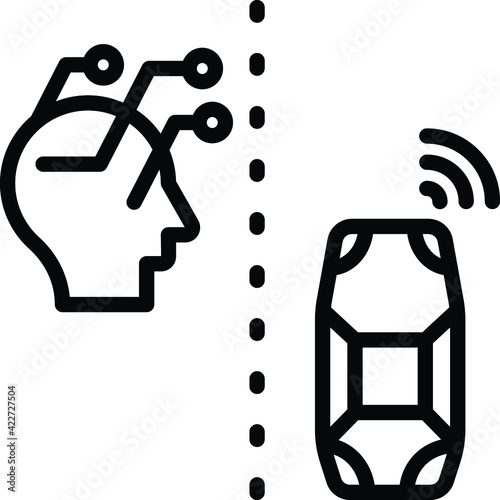 Self driving car Artificial Intelligence Concept, recognition and tracking Vector Icon Design, Autonomous driverless vehicle Symbol, Robo car Sign, Automated driving system stock illustration