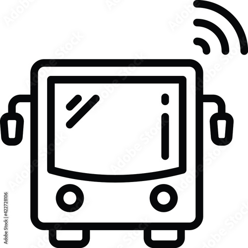 Self driving Tourist Bus Concept, Autopilot Smart City Tram Vector Icon Design, Autonomous driverless vehicle Symbol, Robo car Sign, Automated driving system stock illustration