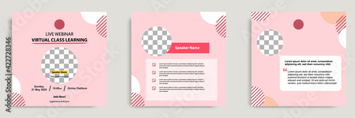 Set bundle collection colorful abstract background of social media post template. Layout for online live webinar, conference, training, seminar, course, and learning video.