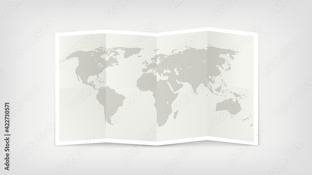 Paper world map. Folded map vector illustration