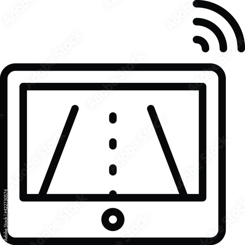 Self driving LED Screen Concept, Road view in TV Vector Icon Design, Autonomous driverless vehicle Symbol, Robo car Sign, Automated driving system stock illustration