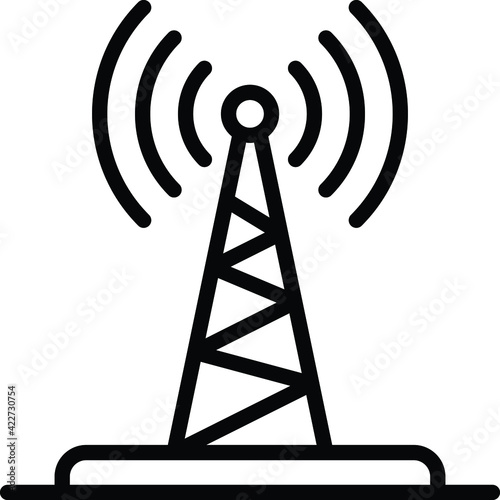 Base Station Concept, Communication Tower Vector Icon Design, Autonomous driverless vehicle Symbol, Robo car Sign, Automated driving system stock illustration