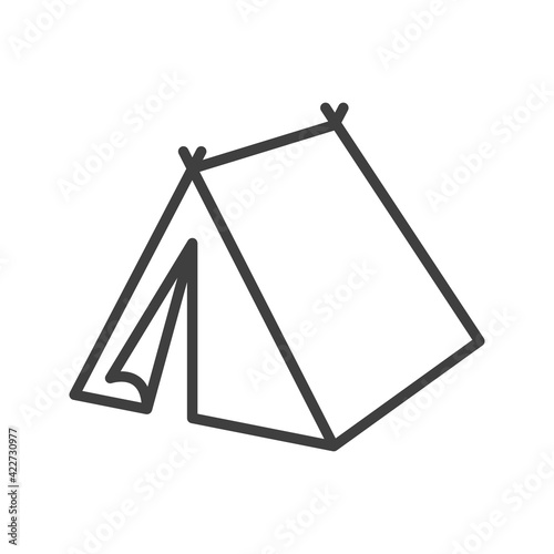 Camping club. Tienda de acampada con lineas en color gris