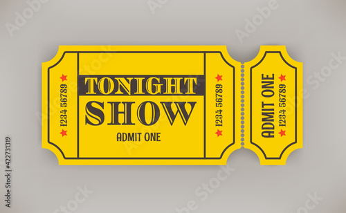 Retro style paper tonight show ticket with shadow