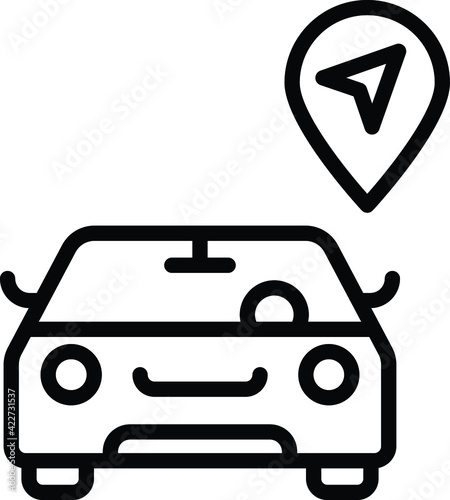 Self driving gps direction Concept, Lorry Current Address Pin Vector Icon Design, Autonomous driverless vehicle Symbol, Robo car Sign, Automated driving system stock illustration