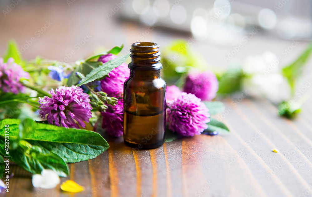 Essential oil, aroma and phyto therapy, healing herbs extracts