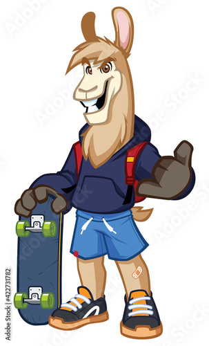 Llama Skater Mascot