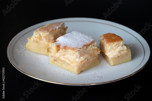  Homemade fresh baked magic cake; a French recipe called 