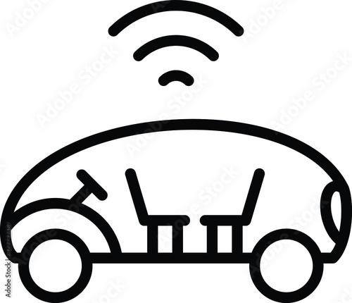 Self driving Lorry Concept, autopilot car with panoramic sunroof Vector Icon Design, Autonomous driverless vehicle Symbol, Robo car Sign, Automated driving system stock illustration
