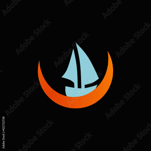 Vector illustration of sailing ship icon
