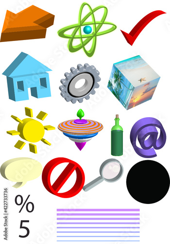 This is 3D illustration designs and icons 