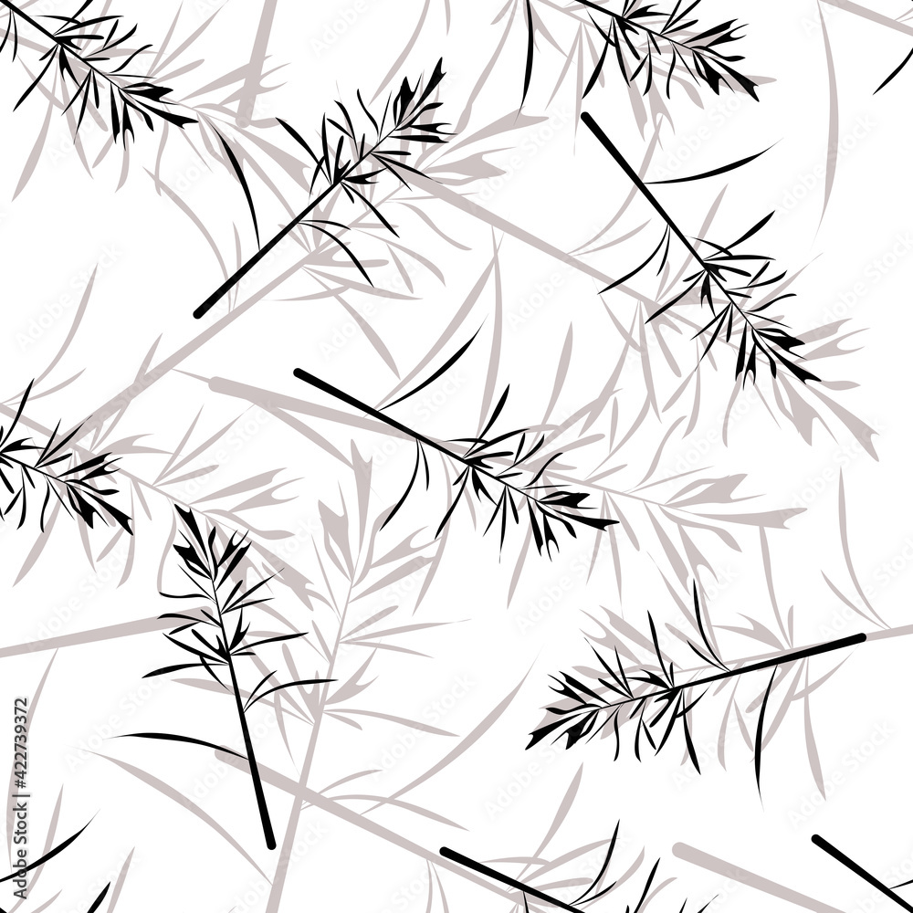 Monotone wild grass seamless pattern Monotone wild grass seamless pattern