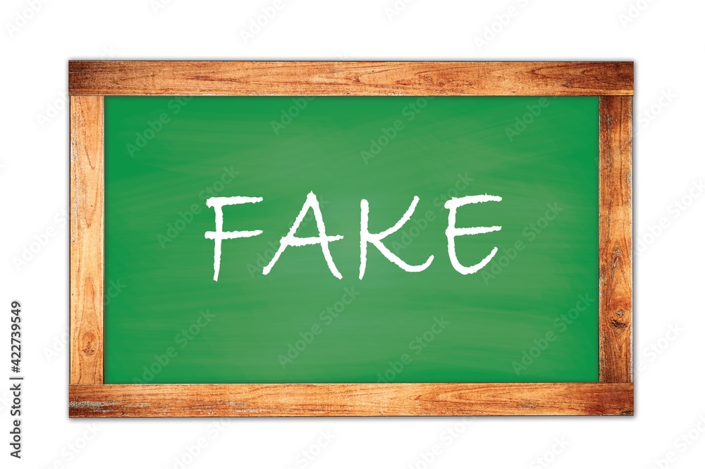 FAKE text written on green school board. FAKE text written on green school board.