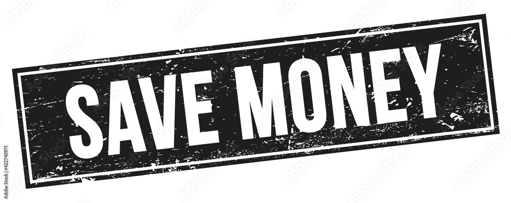 Fototapeta premium SAVE MONEY text on black grungy rectangle stamp.