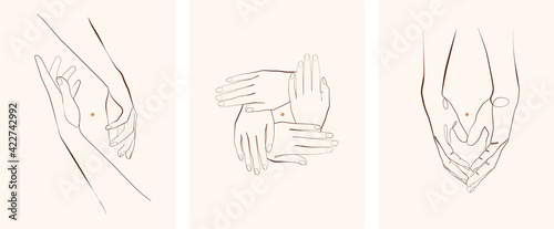 hand gestures vector illustration set. yin yang sign, infinity  minimalistic. Help symbol, partnership assistance support, love union,  protection of society. Human relations in hands. Solidarity group Stock  Vector | Adobe Stock