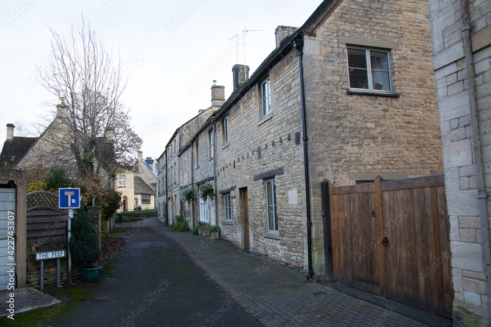 A row of cottages in Northleach, Gloucestershire in the UK