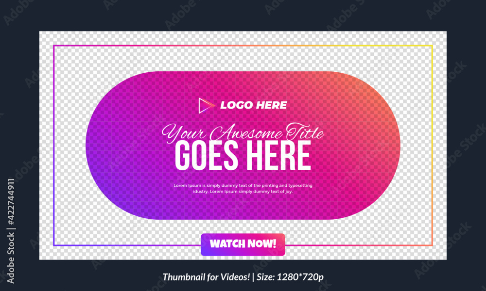 Editable single Thumbnail template for videos and all social platforms premium thumbnail for videos Editable Premium Vector, text Customizable Thumbnails fully customizable vector gradient thumbnail	