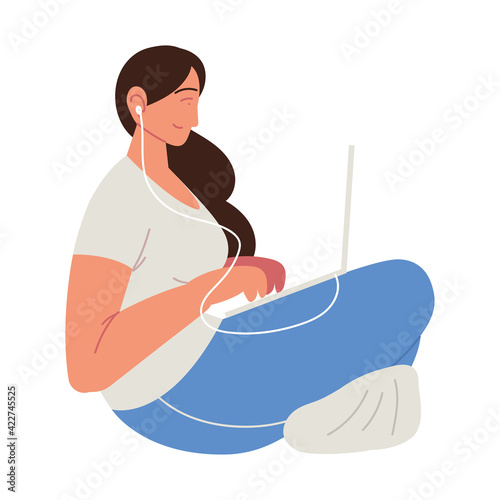 woman using laptop