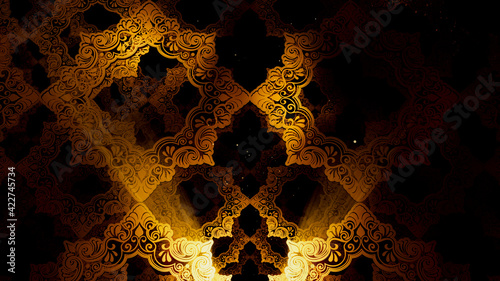 3D illustration Background for advertising and wallpaper in islamic pattern and ramadan scene. 3D rendering in festival concept. photo