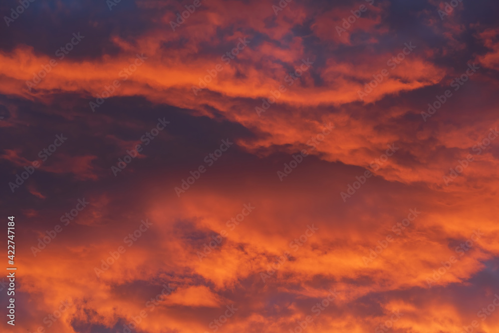 Majestic dramatic burning sky during sunset for background