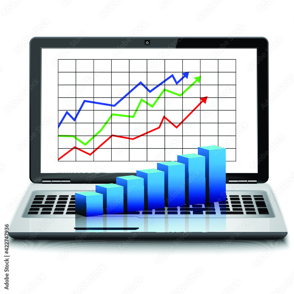Laptop with high detailed World map on screen isolated Laptop with high detailed World map on screen isolated