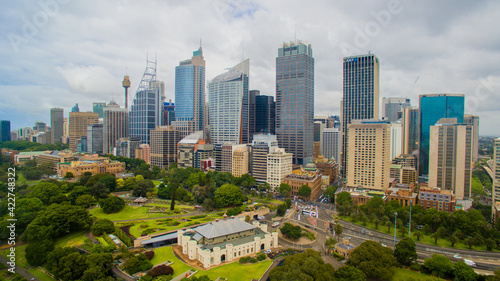drone shot of Melbourne skyline