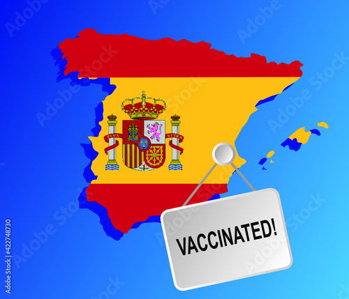 vaccination time, healthcare concept background, banner. Coronavirus Concept With  spain Flag.
