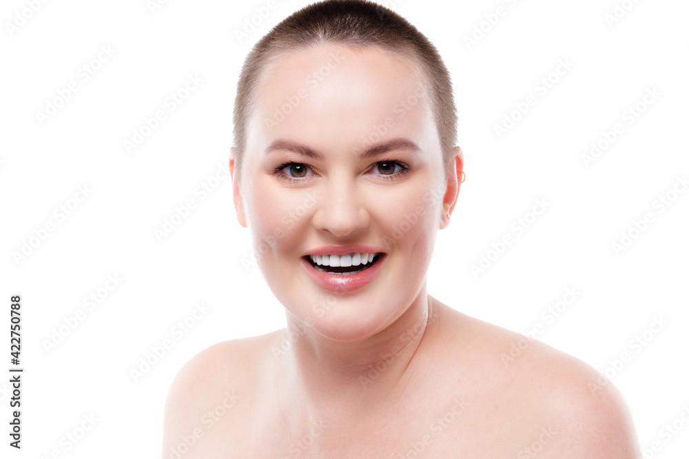 Portrait of a beautiful short-haired woman with perfect glowing skin Portrait of a beautiful short-haired woman with perfect glowing skin