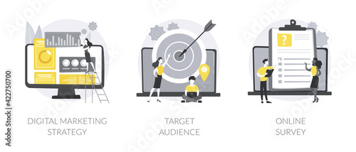 Media content campaign abstract concept vector illustrations.