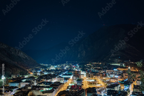 night lanscape of Andorra la vella 