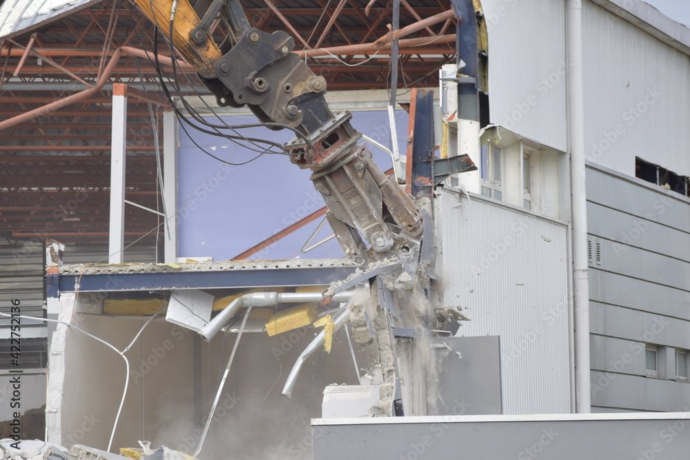Demolition machines on a construction site