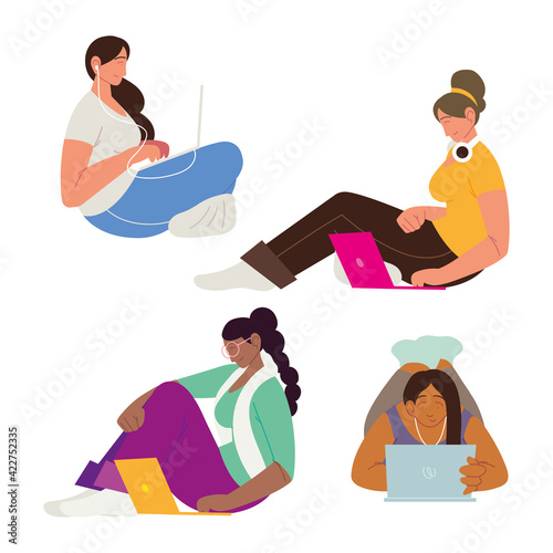 female using laptops