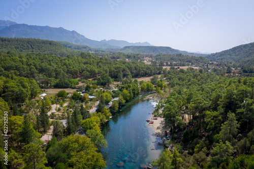 Koprucay river panorama in Beskonak Koprulu Canyon National Park Aerial View photo