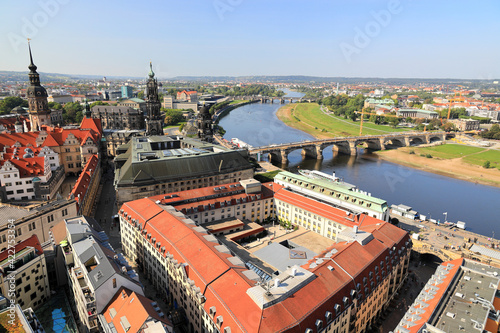 The ancient city of Dresden - aerial view. Saxony, Germany, Europe.
