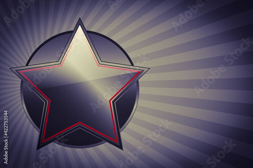 Abstract black background with star sign. Military concept illustration. Blackstar symbol. photo